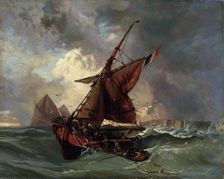 Ships in a stormy sea 19th century. Artist: Eugène Delacroix