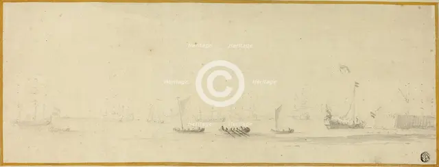 Ships in Full Sail with Small Boats, n.d. Creator: Willem van de Velde the Younger.