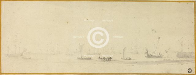 Ships in Full Sail with Small Boats, n.d. Creator: Willem van de Velde the Younger.