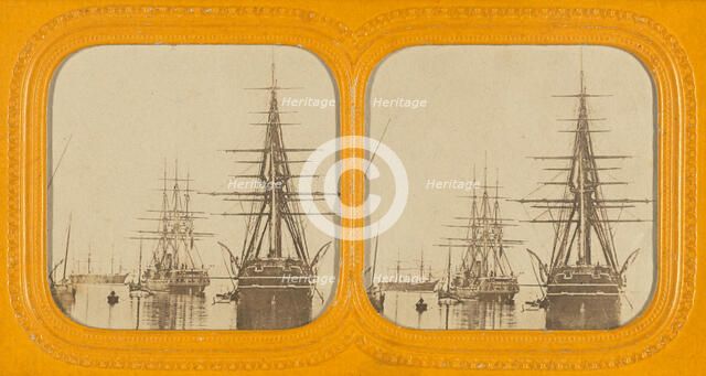 Ships in harbor, about 1865. Creator: Unknown.