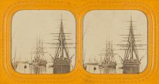 Ships in harbor, about 1865. Creator: Unknown