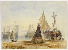 Ships in Harbor, c. 1831. Creator: Henry Barlow Carter