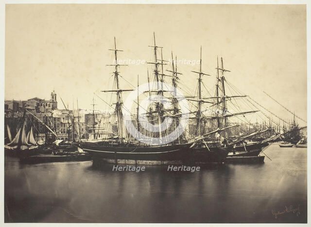Ships in the Harbor at Sète, 1857. Creator: Gustave Le Gray.
