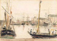 Ships in the Harbor, c1875. Creator: Berthe Morisot