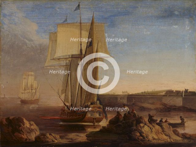 Ships in the Kustaanmiekka Strait, 1760-1765. Creator: Elias Martin.