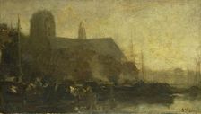 Ships in the port of Dordrecht, 1880-1899. Creator: Jacob Henricus Maris