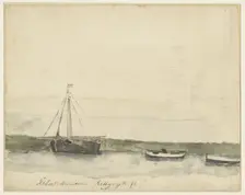 Ships in the port of Katwijk aan Zee, 1885-1927. Creator: Gerhard Munthe