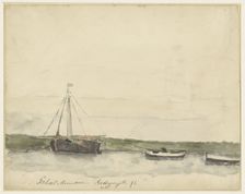 Ships in the port of Katwijk aan Zee, 1885-1927. Creator: Gerhard Munthe