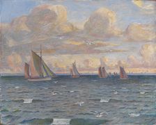 Ships in the Sound, 1910-1917. Creator: Poul S. Christiansen
