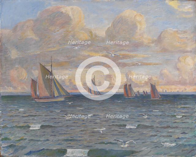 Ships in the Sound, 1910-1917. Creator: Poul S. Christiansen.