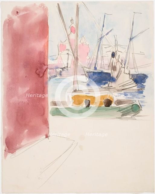 Ships in the southern harbor, sketch, c1900. Creator: Akseli Gallen-Kallela.