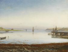 Ships on a Fiord, mid-late 19th century. Creator: Thorald Laessoe