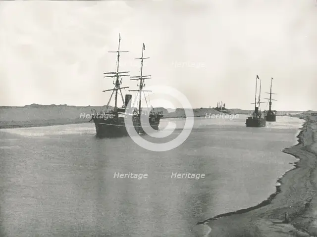 Ships on the Suez Canal, Kantara, Egypt, 1895.  Creator: W & S Ltd.
