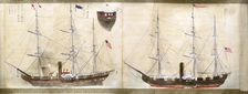 Ships of Commodore Perry's American expedition to Japan of 1852-1854 Artist: Anon