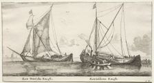 Ships of Amsterdam: A Frisian Bilander. A Geldersche Bilander. Creator: Reinier Nooms (Dutch, c. 1623-1667)