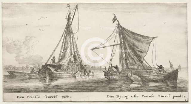 Ships of Amsterdam: A Frisian Peat Barge. The Dÿnop, near the Veensche Peat Pond. Creator: Reinier Nooms (Dutch, c. 1623-1667).