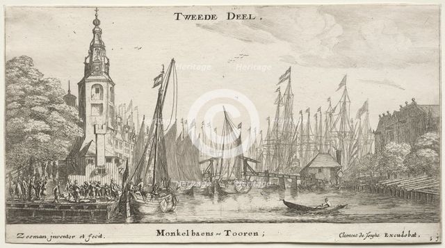 Ships of Amsterdam: Canal near Amsterdam and Tower of Monkel. Creator: Reinier Nooms (Dutch, c. 1623-1667).