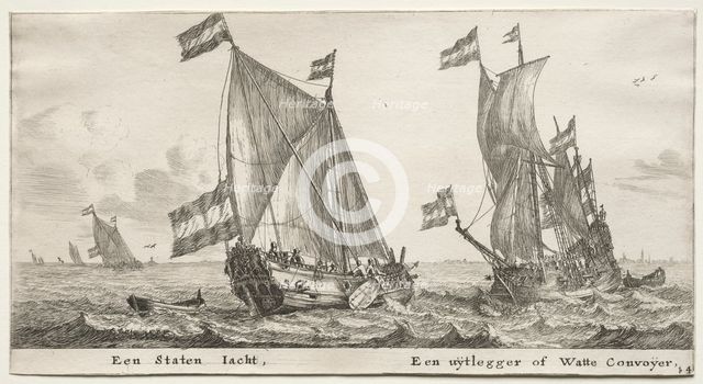 Ships of Amsterdam: Dutch Admiralty Yacht. A Guard Ship. Creator: Reinier Nooms (Dutch, c. 1623-1667).