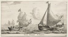 Ships of Amsterdam: Two Pier Boats. Creator: Reinier Nooms (Dutch, c. 1623-1667)