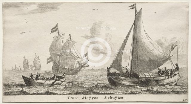 Ships of Amsterdam: Two Pier Boats. Creator: Reinier Nooms (Dutch, c. 1623-1667).