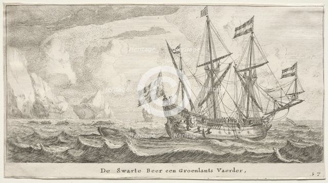 Ships of Amsterdam: The Black Bear, a Greenland Whaler. Creator: Reinier Nooms (Dutch, c. 1623-1667).