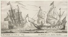 Ships of Amsterdam: The Freedom, a Man-of-War. The Wolf Hound, a Spanish Vessel. Creator: Reinier Nooms (Dutch, c. 1623-1667)