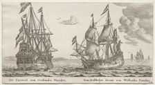 Ships of Amsterdam: The Pearl and East Indiaman, The Double Eagle, a West Indiaman. Creator: Reinier Nooms (Dutch, c. 1623-1667)