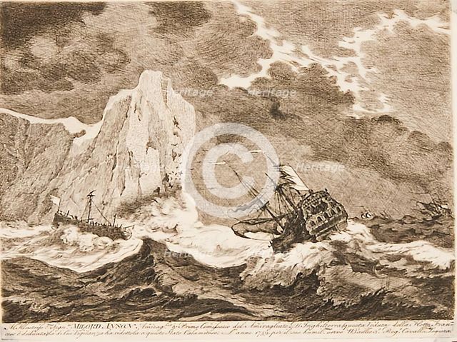 Ships of War in a Storm, 1750s-1770s Creator: William Baillie.