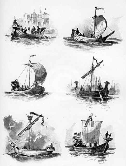 Ships of the Hanseatic League of the 14th and 15th century, (1903). Creator: Willy Stower.