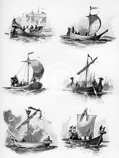 Ships of the Hanseatic League of the 14th and 15th century, (1903). Creator: Willy Stower.
