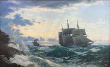 Ships off the coast the morning after a storm, 1878. Creator: Carl Rasmussen
