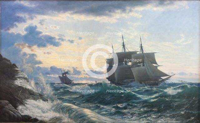 Ships off the coast the morning after a storm, 1878. Creator: Carl Rasmussen.