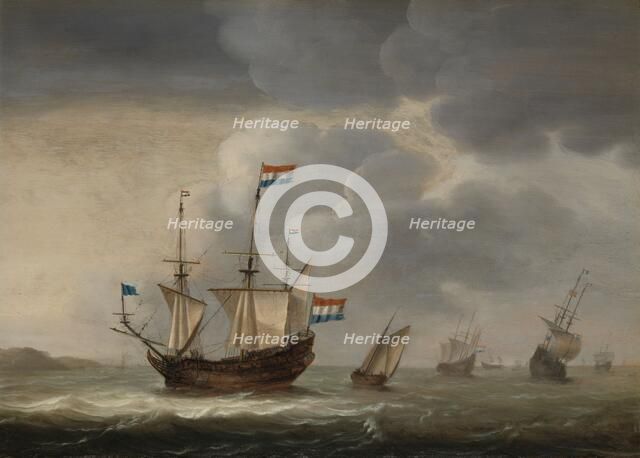 Ships off the Coast, c.1652. Creator: Jacob Gerritz Loef.