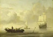 Ships near the Coast during a Calm, c.1650-c.1707. Creator: Willem van de Velde the Younger