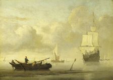 Ships near the Coast during a Calm, c.1650-c.1707. Creator: Willem van de Velde the Younger