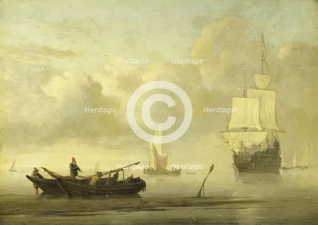 Ships near the Coast during a Calm, c.1650-c.1707. Creator: Willem van de Velde the Younger.