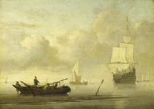 Ships near the Coast during a Calm, c.1650-c.1707. Creator: Willem van de Velde the Younger