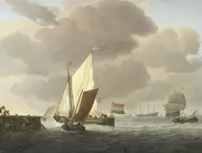 Ships near the Coast in windy Weather, c.1650-c.1707. Creator: Willem van de Velde the Younger