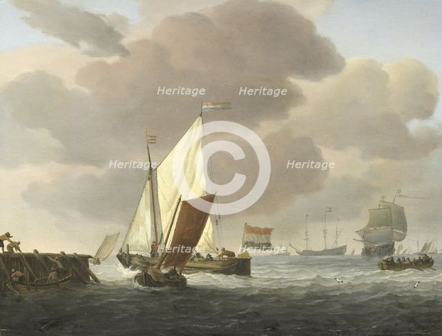 Ships near the Coast in windy Weather, c.1650-c.1707. Creator: Willem van de Velde the Younger.