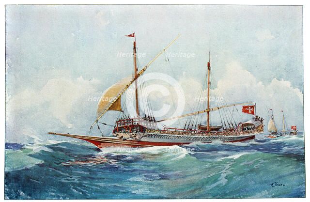 Ships sailing into the wind, 17th century (20th century). Artist: Albert Sebille