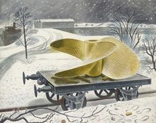 Ship's Screw on a Railway Truck, early 20th century. Artist: Eric Ravilious