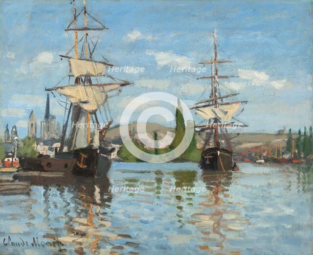 Ships Riding on the Seine at Rouen, 1872/1873. Creator: Claude Monet.