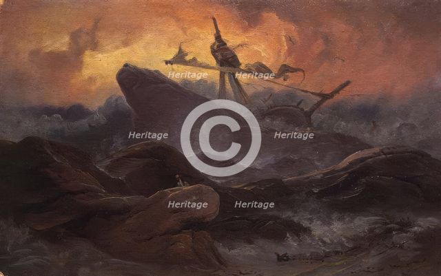 Shipwreck, 1844. Creator: Knud Baade.