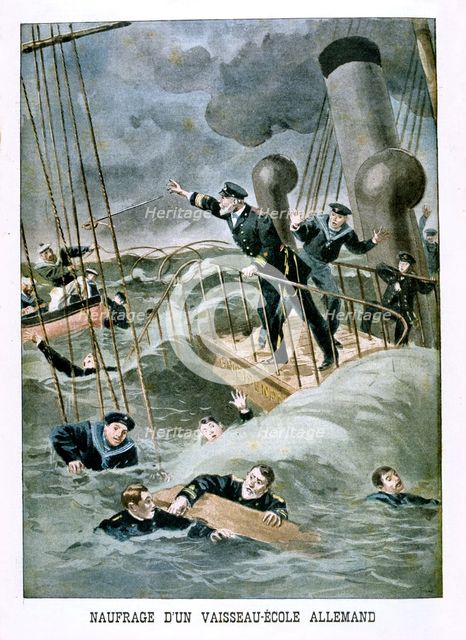 Shipwreck of a vessel-school, German, 1901. Artist: Unknown