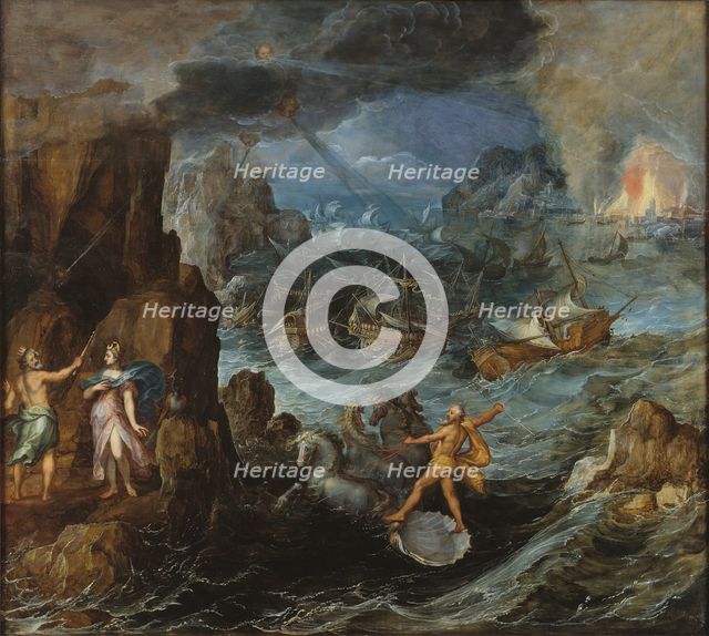Shipwreck of the Greek Fleet on the Voyage Home from Troy, late 16th-early 17th century. Creator: Joos de Momper, the younger.