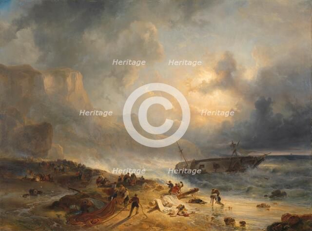 Shipwreck off a Rocky Coast, c.1837. Creator: Wijnand Nuyen.