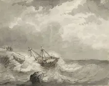Shipwreck on a rocky coast, c.1825-c.1875. Creator: Circle of Petrus Johannes Schotel