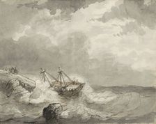 Shipwreck on a rocky coast, c.1825-c.1875. Creator: Circle of Petrus Johannes Schotel