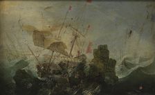 Shipwreck against a Rock, 1600-1700. Creator: Cornelis Claesz van Wieringen