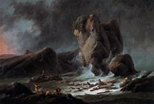 Shipwrecked people arriving on the shore, 1793. Creator: Jean-Baptiste Pillement